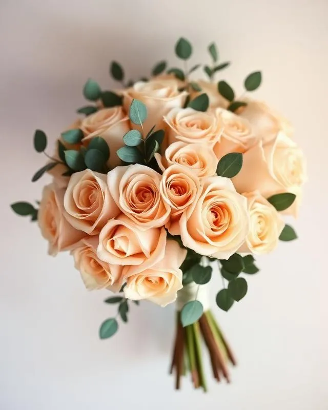 Champagne Bliss bouquet of neutral roses with eucalyptus for Hong Kong delivery