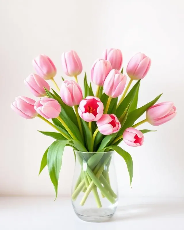 Spring Whispers pink tulips in a glass vase for flower delivery in Hong Kong